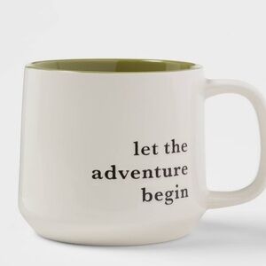 16oz Stoneware Let the Adventure Begin Mug- Threshold Moss Green Coffee Mug